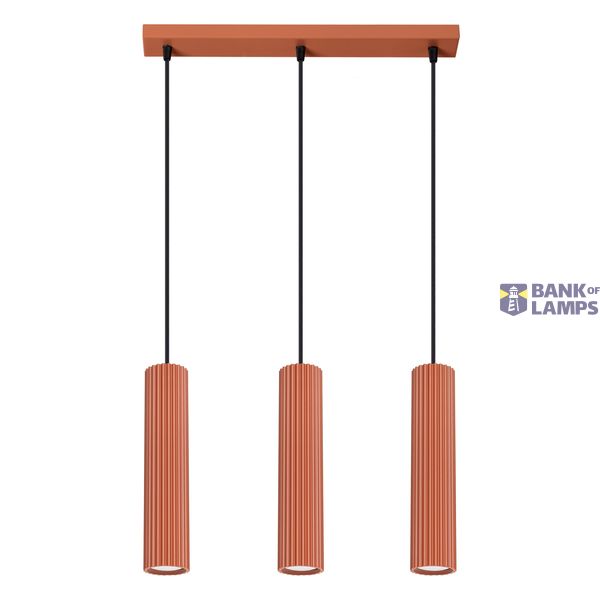 Elegant KARBON pendant lamp with three pendants, red ceiling plate, 3xGU10 image 3