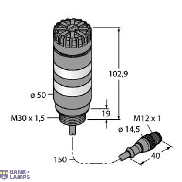 LED Signal Light Tower Light   TL50BLY2R2AQP image 1