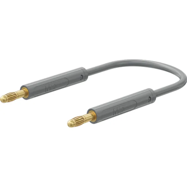 Measuring lead with (4 mm lamella plug, straight) to (4 mm lamella plug, straight), 1 m, gray, PVC, 1.0 mm², 64.1071-10028 image 1