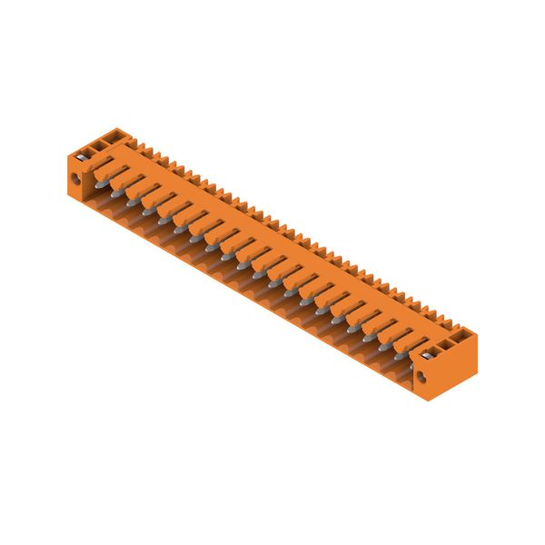 PCB plug-in connector, male header, Flange, THT solder connection, 3.50 mm, Number of poles: 21, 90°, Solder pin length (l): 3.2 mm, tinned, orange, Box image 2