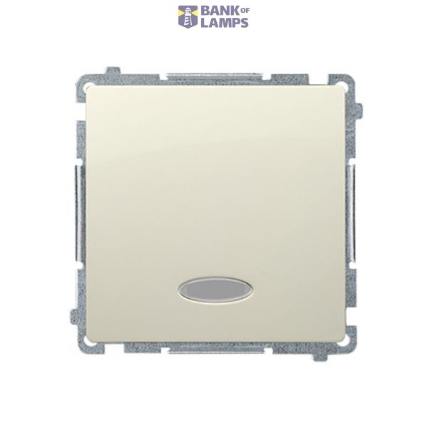 Intermediate switch with indicator light without pictogram, LED not replaceable Color: blue, (module), 10AX, quick connection, beige image 1