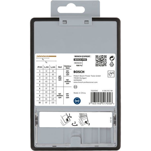 10-piece Robust Line metal drill bit set HSS-Co 1; 2; 3; 4; 5; 6; 7; 8; 9; 10 mm 10 pcs. image 1