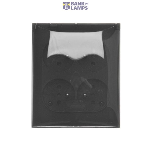 Quadruple socket outlet with earthing IP44 version - transparent flap, 16A, quick connection, black matt image 1