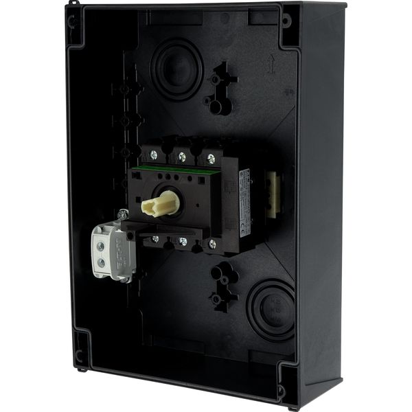 P3-100/I5/SVB/HI11 Main switch, P3, 100 A, surface mounting, 3 pole, 1 N/O, 1 N/C, Emergency switching off function, With red rotary handle and yellow locking ring, Lock image 29