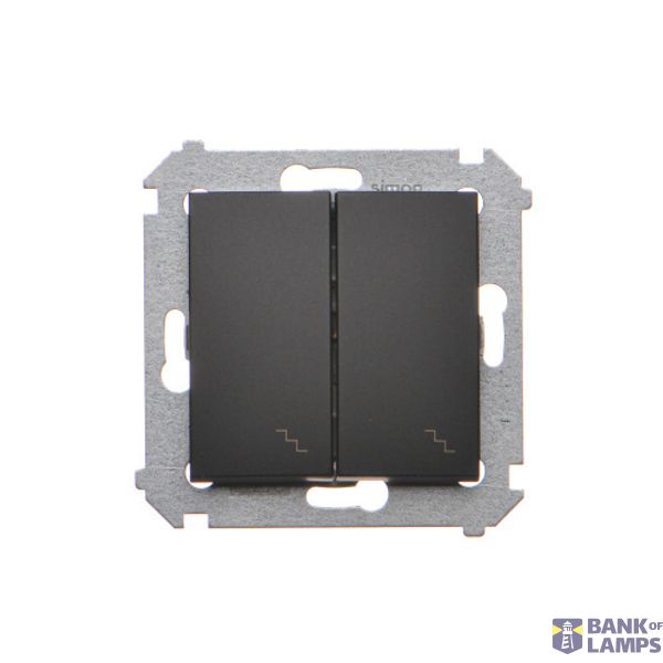 Double two-way switch, (module), 10AX, Screw, black matt image 1