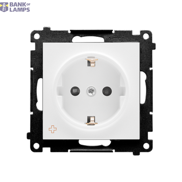 Single socket outlet with Schuko earthing, with shutters, module, 16A, quick connection, antibacterial white image 1