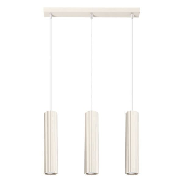 Minimalist KARBON pendant lamp with three pendants and a beige ceiling plate 3xGU10 image 1