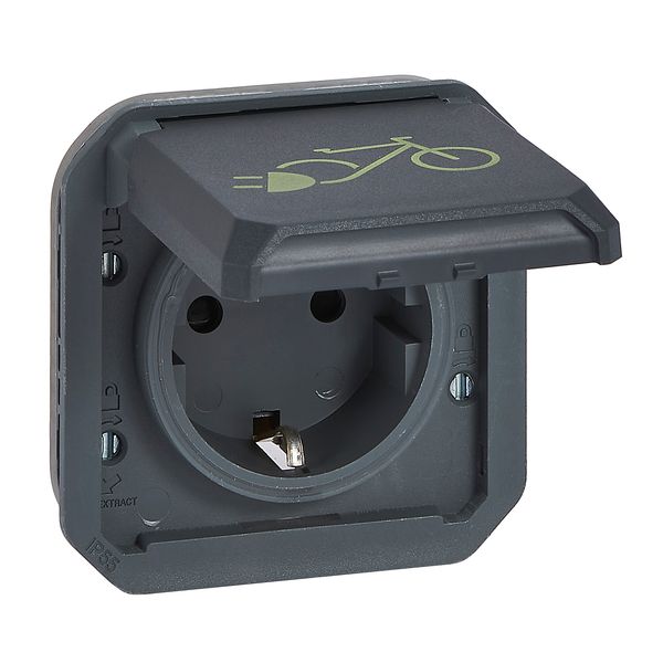 PLEXO GERMAN STANDARD SOCKET OUTLET FOR ELECTRIC BIKE - ANTHRACITE - MECHANISM image 1