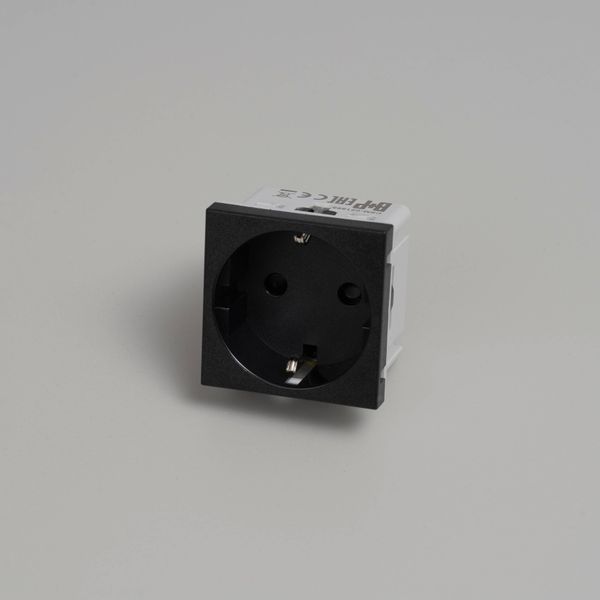 SCHUKO SOCKET MODULE / TYPE F / 45 MM / BLACK image 1