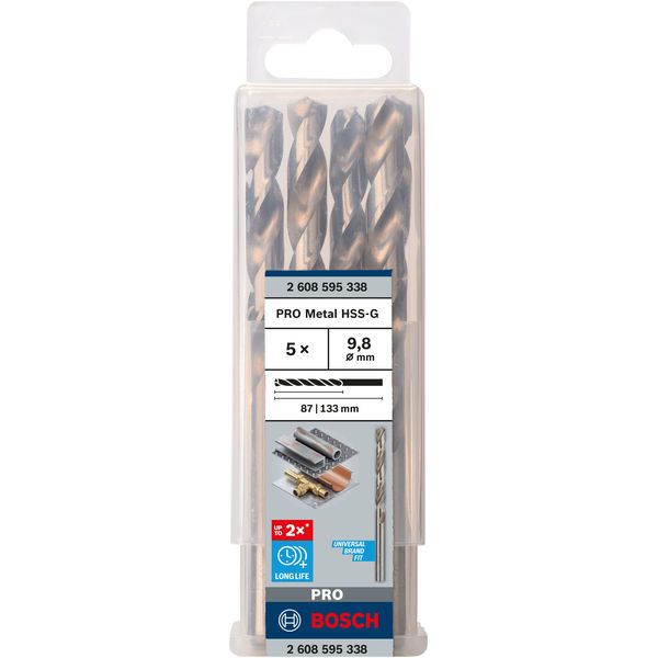 Metal drill bits HSS-G, DIN 338 9,8 x 87 x 133 mm 5 pcs. image 1