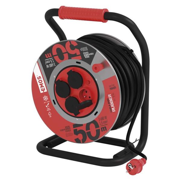 Metal cable reel, rubber-rubber, 4s, 50m, 1.5mm2 image 1
