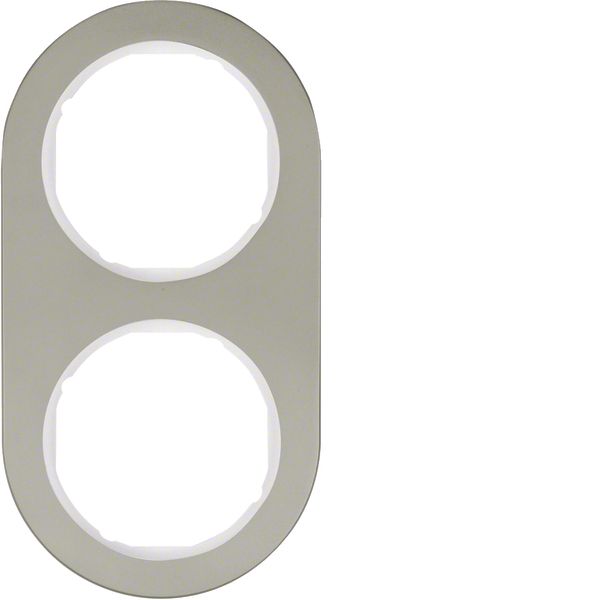 Frame 2gang, R.classic, stainless steel/p. white, metal matt finish image 1