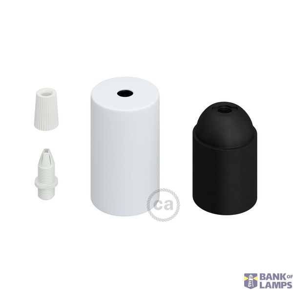 Cylindrical metal E27 lamp holder kit image 2