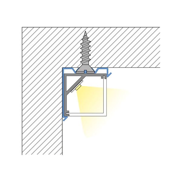 Corner aluminum profile RD, 16x16 mm, clear diffuser, complete, 2 m image 1
