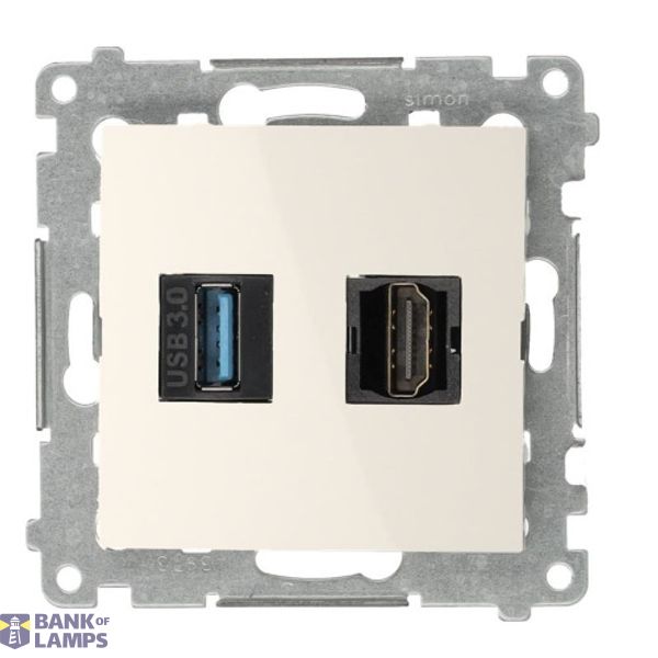 HDMI 1.4 socket + USB 3.0 computer socket, cream white/electro white, HDMI Standard: HDMI 1.4 image 1