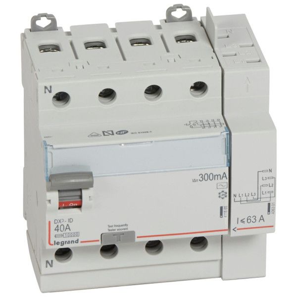 Differential switch DX³-ID screw top inlet and automatic top outlet - 4P 400V~ 40A typeAC 300mA - 5 modules image 2