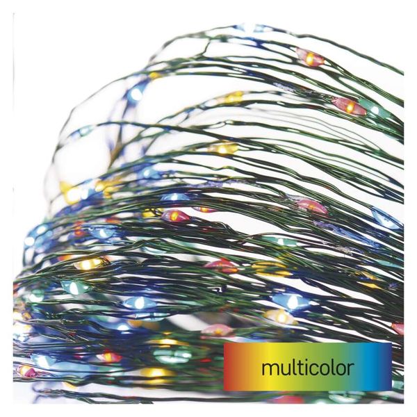 LED Christmas nano chain, green, 15 m, outdoor and indoor, multicolour, timer image 1