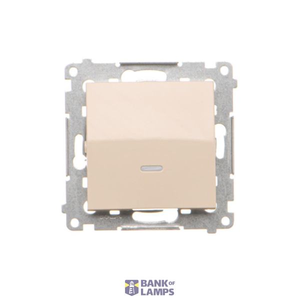 Two-way switch with LED illumination without pictogram, (module), 16AX, Screw, cream white/electro white image 1
