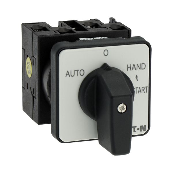 T0-2-15907/E Changeover switches, T0, 20 A, flush mounting, 2 contact unit(s), Contacts: 4, With spring-return from START, 45 °, momentary/maintained, AUTO-0-HAND image 32