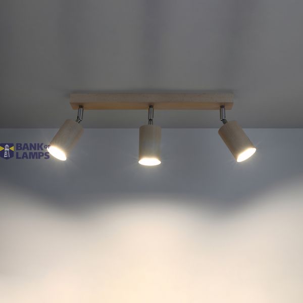 CEILING LAMP BERG 3 NATURAL WOOD GU10 3X40W IP20 image 6