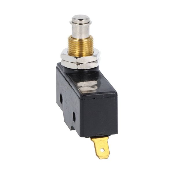 Plastic micro switch, K series, top push rod - metal plunger. M12 fixing head. Contacts 1NO/NC. Faston terminals image 1