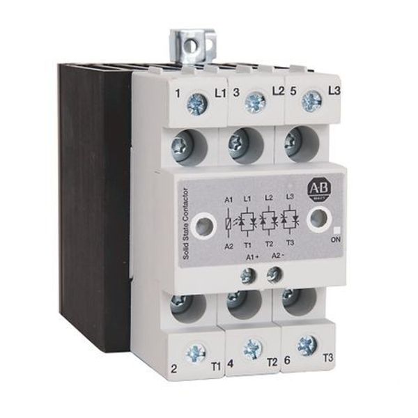 Allen-Bradley 156-C3P25NCB Three Phase Solid State Contactor with three switched poles 25 A @ 40C 600 volts AC maximum with AC control 20 - 275 volts and DC control of24 - 190 volts. image 1