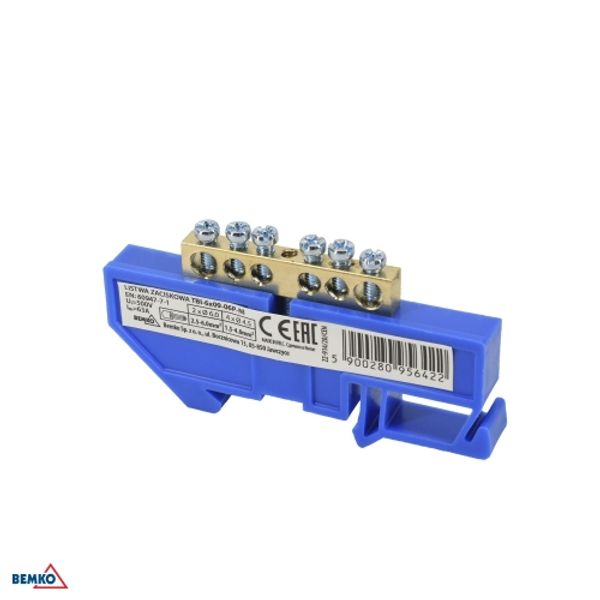 DIN RAIL TERMINAL BLOCK 6x9 BLUE image 1