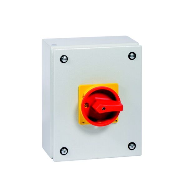 P3-63/SE3/SVB/N Main switch, P3, 63 A, surface mounting, 3 pole + N, Emergency switching off function, With red rotary handle and yellow locking ring, Lockable in the image 4