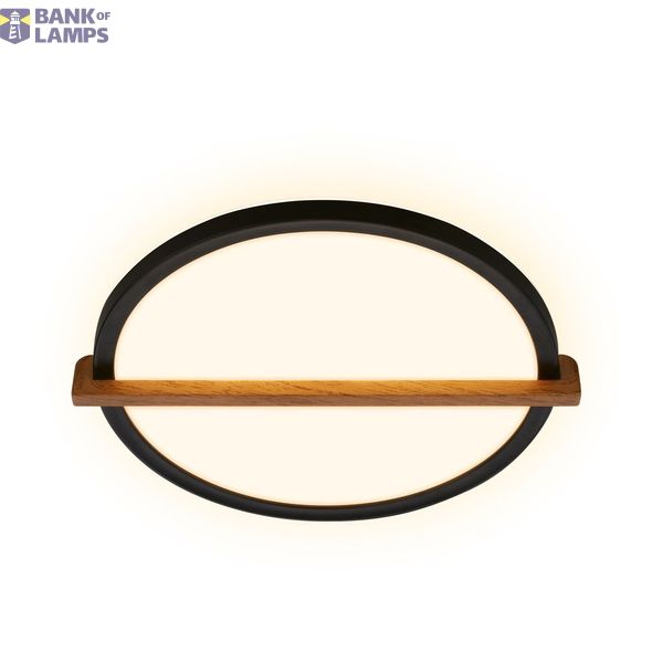 LED ceiling light, black/wood, IP20, LED/18W, incl. backlight effect image 1