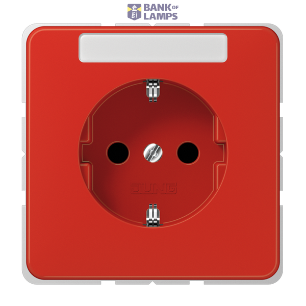SCHUKO socket, 16 A 250 V ~, with labeling field, integrated increased contact protection, SAFETY+, thermoplastic, CD series, red image 1