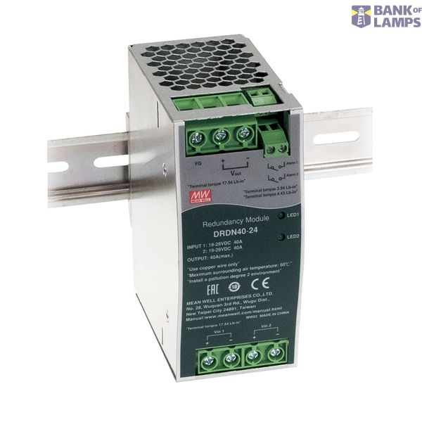 DRDN40-48 Redundancy module, DIN rail 48V, 0-40A, MEAN WELL image 2