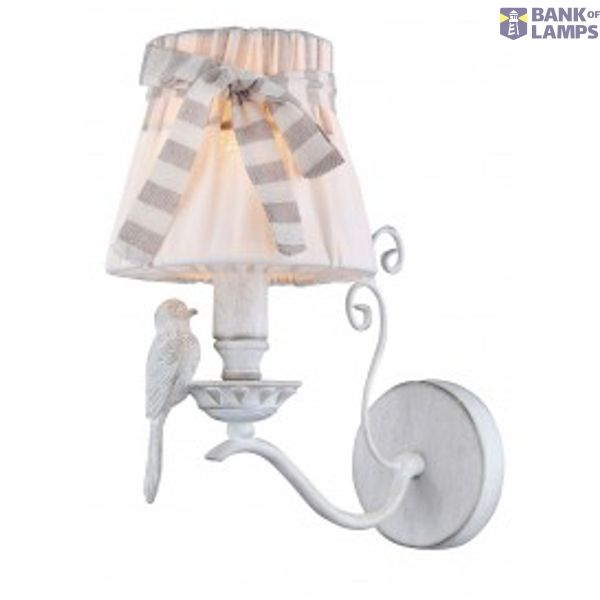 Elegant Bird Wall Lamp White Antique image 1