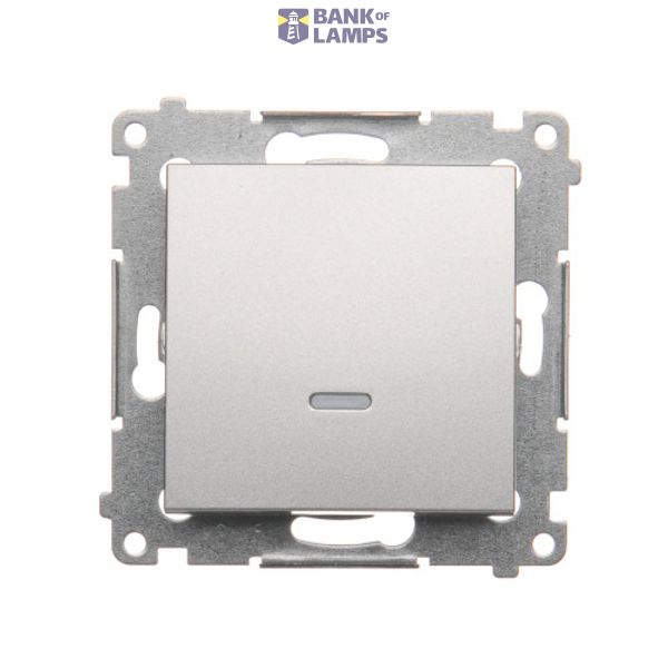 Single contact push button illuminated without pictogram, (module), 10AX, quick connection, Silver matt, metalic image 1