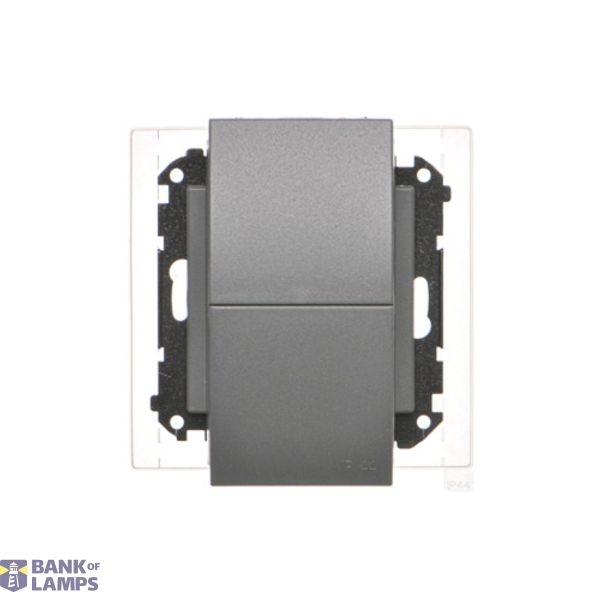 Double socket outlet with pin earthing IP44 with sealing (module), same color flap and cover, module, 16A, quick connection, graphite mat image 1
