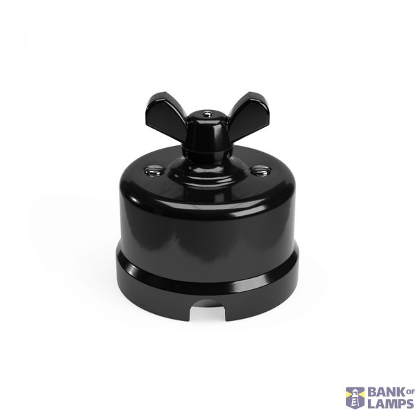 Switch/Diverter in black porcelain with butterfly nut image 2
