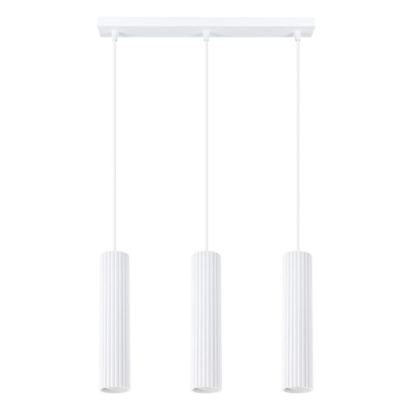 THREE-POINT HANGING LAMP WHITE CARBON WITH 3 WHITE TUBES LAMPSHADES image 1