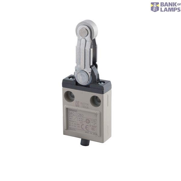 Compact enclosed limit switch, centre roller lever plunger, 5 A 250 VAC, 4 A 30 VDC, 3m VCTF oil-resistant cable D4CN1260H image 1