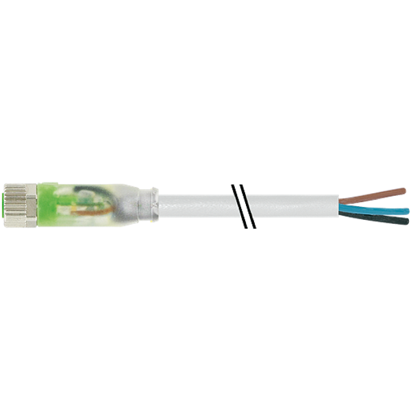 M8 female 0° A-cod. with cable LED PUR 3x0.25 gy UL/CSA+drag ch. 1m image 1
