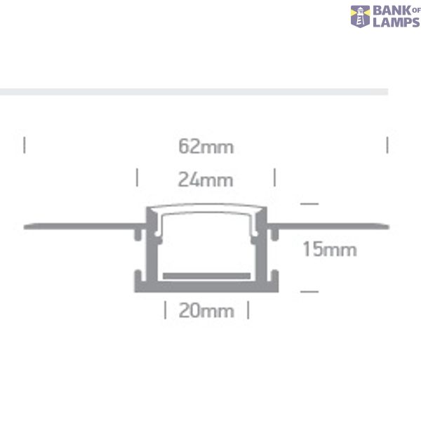 TRIMLESS PROFILE 2m FOR 20mm STRIPS + PC OPAL DIFF image 2