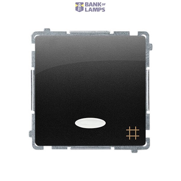 Intermediate switch with indicator light, LED not replaceable Color: blue, (module), 10AX, quick connection, black matt image 1
