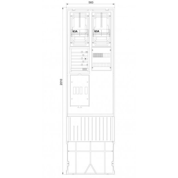 Meter connection column 2-field, H=2010mm, 2-3.HZ, hood with door, ZSA202-2-2ZK-TSG-HAK-HT (ZSA202-2-2ZK-TSG-HAK) image 1