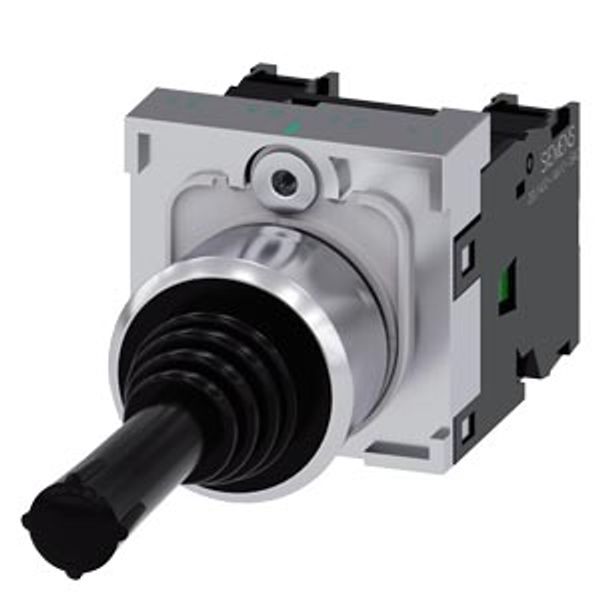 Coordinate switch, 22 mm, round, metal high gloss, black, horizontal latching image 1