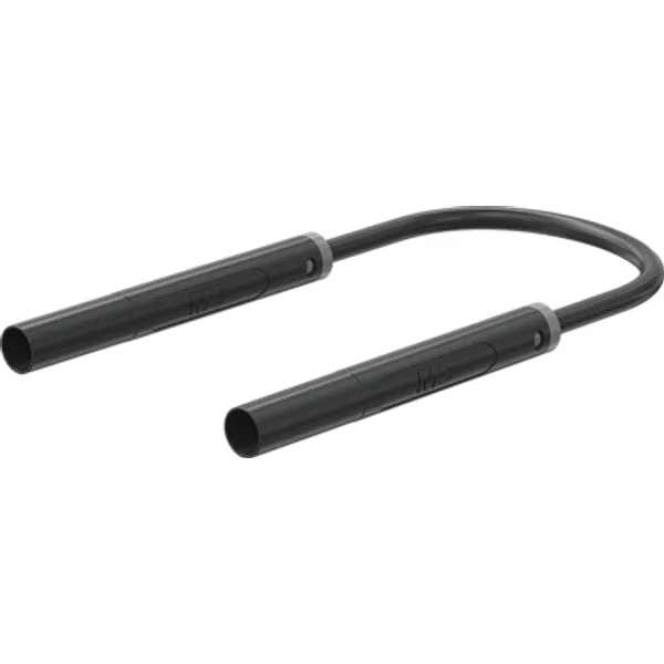 Safety measuring lead with (4 mm lamella plug, straight) to (4 mm lamella plug, straight), 2 m, black, PVC, 1.0 mm², CAT II, 66.1054-20021 image 1