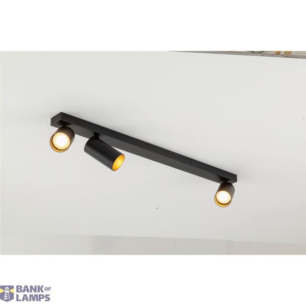 KAMI, ceiling-mounted light, 3x max. 10W, GU10, black/gold image 4