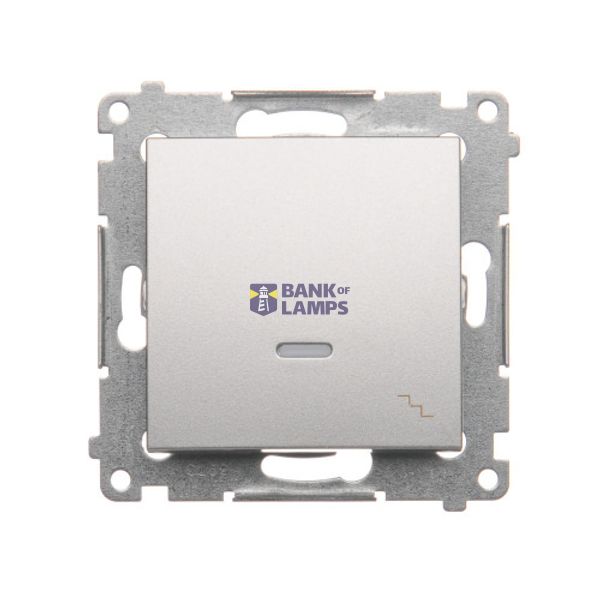Two-way switch with LED illumination, (module), 10AX, quick connection, Silver matt, metalic image 1