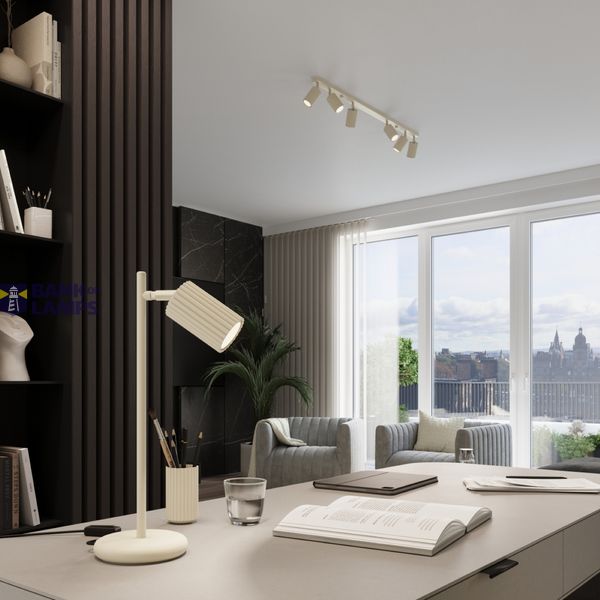 ELEGANT HANGING, SINGLE LAMP FROM THE CARBON SERIES WITH A CYLINDRICAL LAMP SHADE, BEIGE image 5