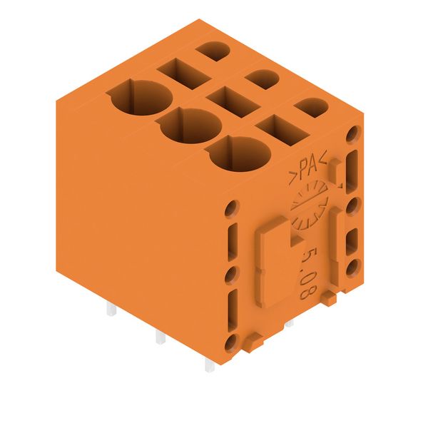 Printed circuit board terminals, 5.08 mm, Number of poles: 3, 180°, Solder pin length (l): 3.5 mm, tinned, orange, PUSH IN without actuator, Clamping range, max. : 2.5 mm², Box image 2