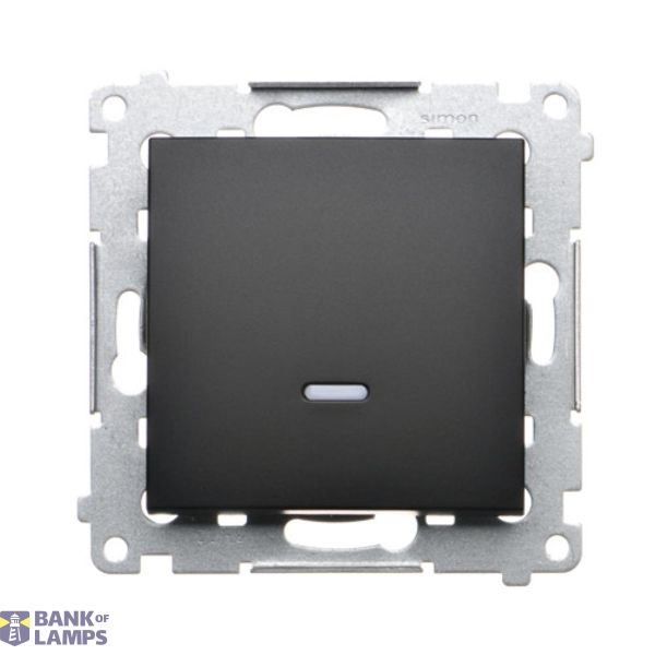 Single switch with indicator LED light, (module), 10AX, quick connection, black matt image 1