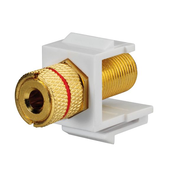 Speaker Keystone module, red socket, pure white (similar to RAL 9010), for mounting adapter KMK-MA Up and other installation adapters image 1