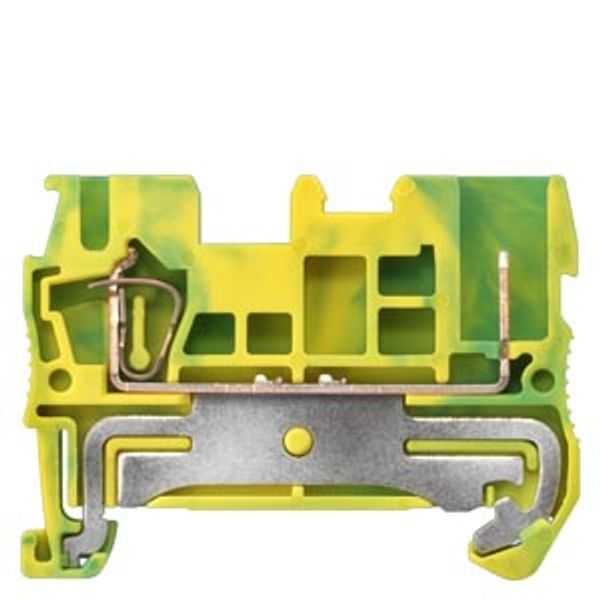 Terminal, combination connection, PE hybrid, 1x spr.-l./1x comb. plug-in, 2.5 mm², green-yellow Terminal block connection image 1